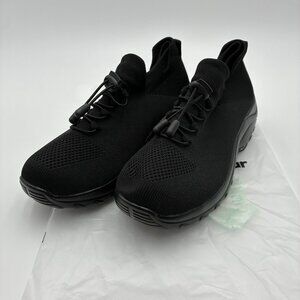 Comfort Wear Black Knit Comfort Sneakers Slip-On Elastic Lace Women’s EU 39.5